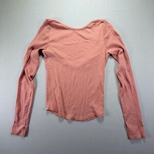 Free People Ribbed Knit Long Sleeve Top Women‎ Medium Pink